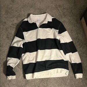 Zara Black and White Striped Men's Shirt